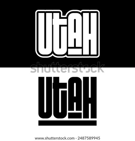 Utah text effect vector. Editable college t-shirt design printable text effect vector. Black and white text effect vector.	