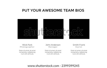 Our team company presentation template, with sample text about team member background