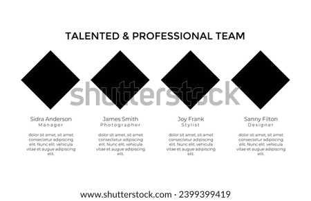 Our team company presentation template, with sample text about team member background