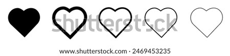 Heart vector icons. Set of love symbols isolated on transparent background.