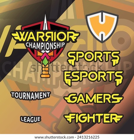 Esport logo for gamers tournament  template sword and shield for Gaming Team. Sports, warrior, fighter, league, championship. Team pro player