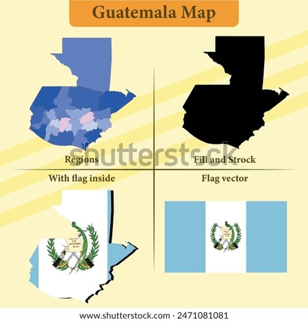 Vector Guatemala map vector states and lines and full with vector flag and flag map