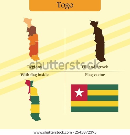 Togo vector map with regions black silhouette flag overlay and standalone flag ideal for educational materials infographics and design projects showcasing Azerbaijan geography and identity