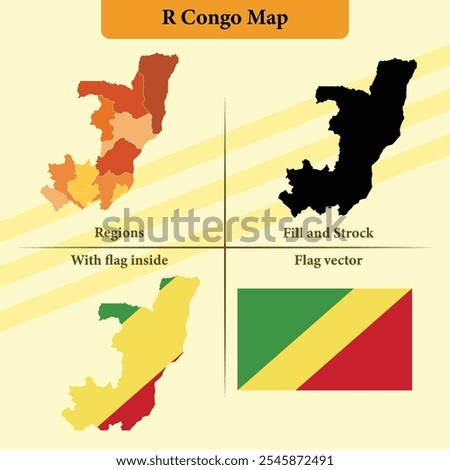 R Congo vector map with regions black silhouette flag overlay and standalone flag ideal for educational materials infographics and design projects showcasing Azerbaijan geography and identity