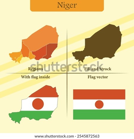 Niger vector map with regions black silhouette flag overlay and standalone flag ideal for educational materials infographics and design projects showcasing Azerbaijan geography and identity