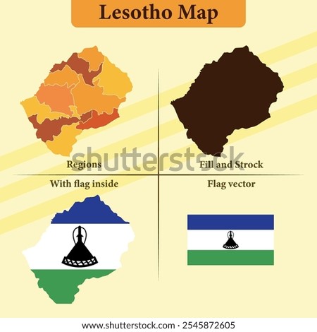 Lesotho vector map with regions black silhouette flag overlay and standalone flag ideal for educational materials infographics and design projects showcasing Azerbaijan geography and identity