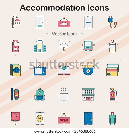 Icons representing various types of accommodations and lodging.