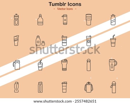 Icons representing Tumblr social media platform and blogging themes