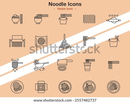 Icons showcasing noodles and related food items