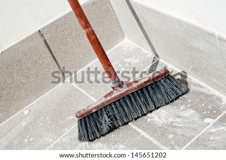 Photo of a broom ready for a sweep after balcony make-over