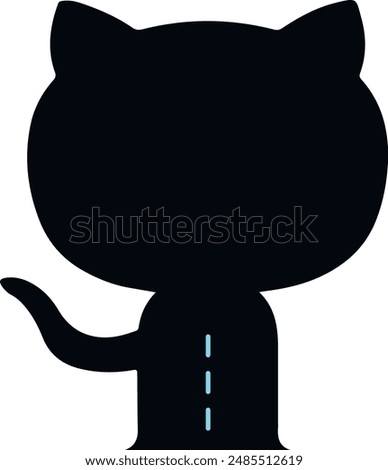 Cat GitHub icon design in black color and white line 