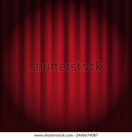 Red stage curtains illuminated vector square backdrop