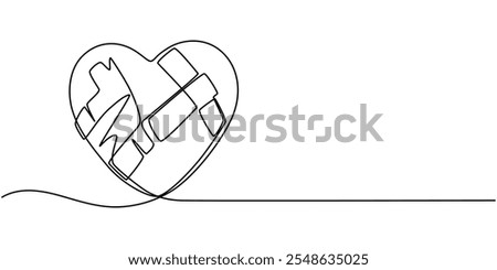 continuous one line drawing Sewn Broken Heart, Broken red love heart repaired with band aids, Broken Heart Mended with Plasters, Isolated Paper Heart Torn And Mend