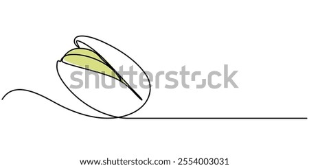 Tasty Pistachio Drawing, Organic pistachios in the sun,Healthy food and snack background, pistachio continuous one line drawing, Bowl of pistachio nuts, Nuts Line Icon, Outline pro Vector Symbol.