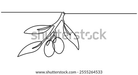 Continuous Line Drawing of Olive Icon. Hand Drawn Symbol Vector Illustration, Olive Brunch Vector Illustration. Fruit, Green, Mediterranean Cuisine, Olive Oil, Aroma, Single one line drawing of heap. 