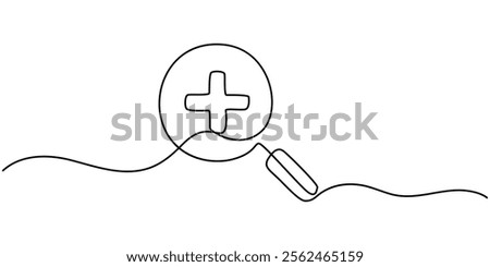 Zoom out icon in continuous line drawing style. Line art of magnifying glass with a sign of minus. Vector illustration. Abstract background, Zoom out symbol, outline pro vector illustration. one line.