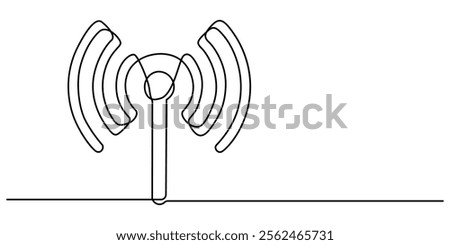 Continuous one line drawing of a signal wifi icon . Single line draw design vector graphic illustration, Abstract wi-fi point sign. Continuous one line drawing icon, Continuous linear drawing of WI-FI