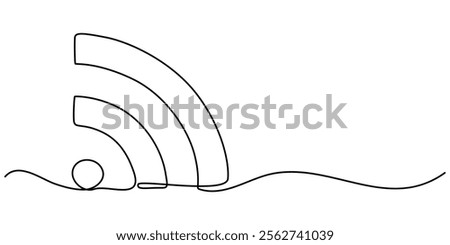 Continuous one line drawing of a signal wifi icon . Single line draw design vector graphic illustration, Abstract wi-fi point sign. Continuous one line drawing icon, Continuous linear drawing of WI-FI