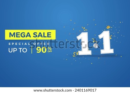 Special 1.1 Shopping day, Special offer, discount online sale banner, 1.1 sale banner with Blue BG, White Number, Special offer Flash Sale