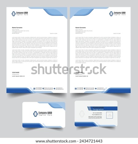 
Corporate and Business Latter Head Template, creative business card, creative letterhead design set a4 size corporate company Latter Head in blue color, v card