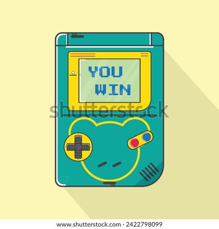 Handheld video game console from the 90s. Retro portable console. Classic 8-bit console. Isolated image vector on white background. you win and you lose vector illustration.