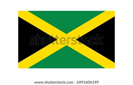 Flag of Jamaica is an island country situated in the Caribbean Sea. Vector illustration