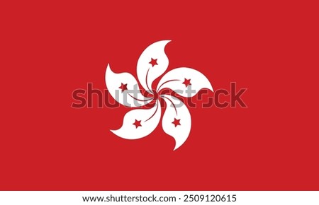 The Flag of Hong Kong. National symbol of the state. Vector illustration.