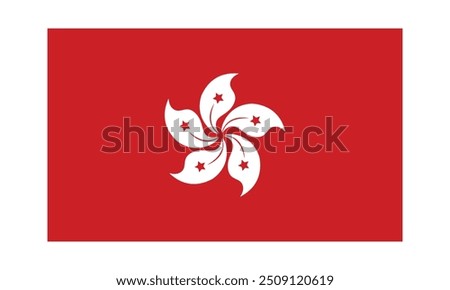 The Flag of Hong Kong. National symbol of the state. Vector illustration.