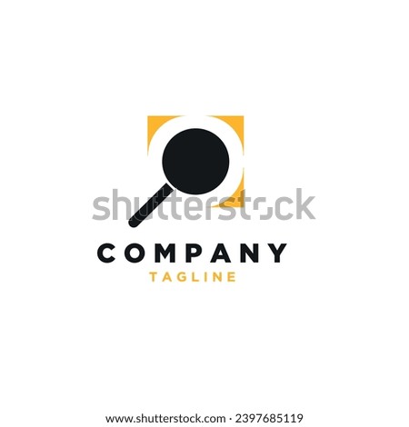 Minimalist logo design zoom, research, lenses, focus.
