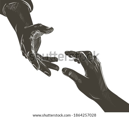 Image, Stock Photo Man hands on the keyboard laptop.
