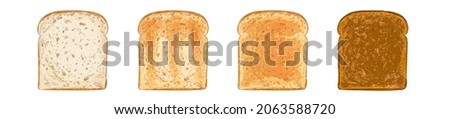 Set of sliced bread toast. Slice of a whole wheat white bread. Bakery, food, piece of roasted crouton for sandwich snack. Realistic vector illustration image.