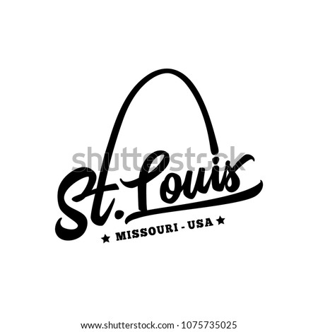 St. Louis. Black and white lettering design. Decorative inscription. Saint Louis vector and illustration. 