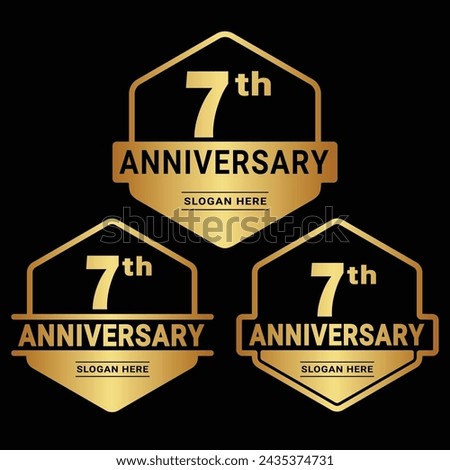 7 years anniversary celebration logotype. 7th anniversary logo collection. Set of anniversary design template. Vector and illustration.