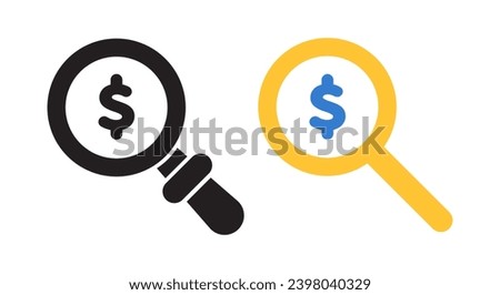 Magnifier dollar vector icon. Search dollar symbol vector illustration
