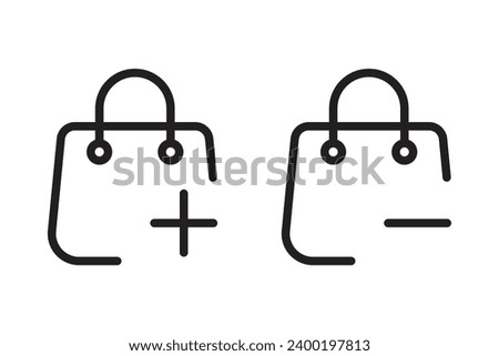Shopping bag icon. Plus and minus symbol. Vector illustration