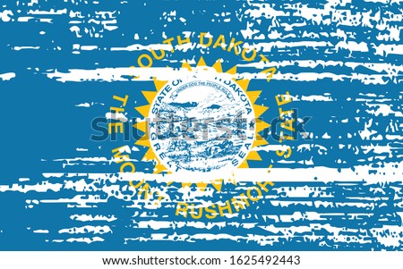 The flag of the USA state of South Dakota with a grunge effect. State flag in brush strokes. Vector illustration.