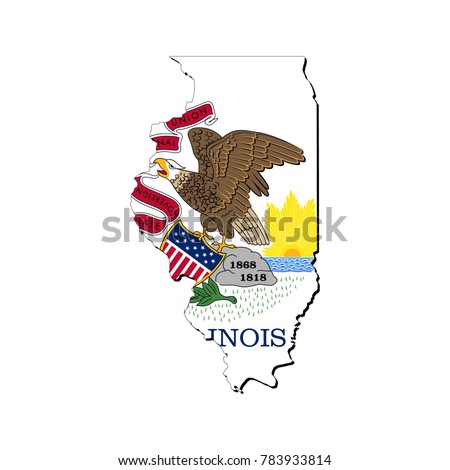 State of Illinois flag inside the map