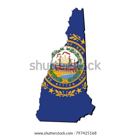 State of New Hampshire flag inside the map
