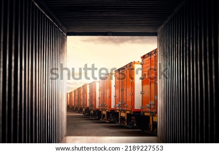 Similar – Image, Stock Photo Lots of Trucks and cars on a Highway