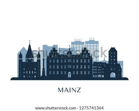Mainz skyline, monochrome silhouette. Vector illustration.