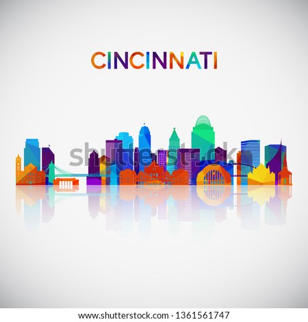 Cincinnati skyline silhouette in colorful geometric style. Symbol for your design. Vector illustration.