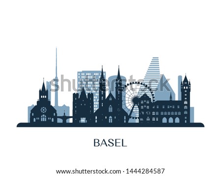 Basel skyline, monochrome silhouette. Vector illustration.