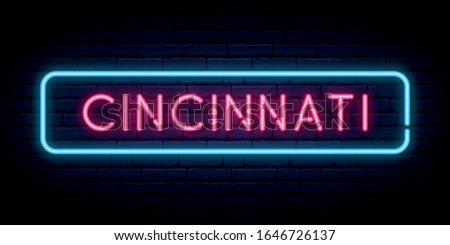 Cincinnati neon sign. Bright light signboard. Vector banner.