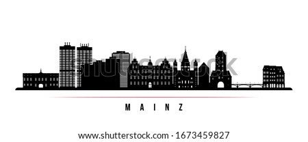 Mainz skyline horizontal banner. Black and white silhouette of Mainz, Germany. Vector template for your design. 