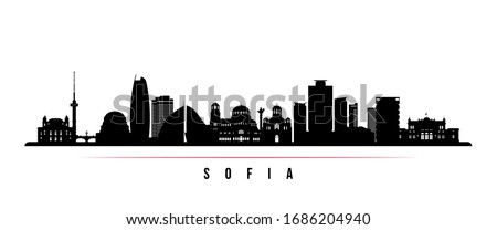 Sofia city skyline horizontal banner. Black and white silhouette of Sofia, Bulgaria. Vector template for your design.  ストックフォト © 