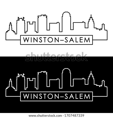 Winston–Salem skyline. Linear style. Editable vector file.
