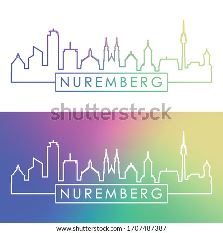 Nuremberg skyline. Colorful linear style. Editable vector file.