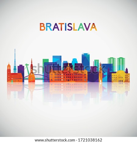 Bratislava skyline silhouette in colorful geometric style. Symbol for your design. Vector illustration.
