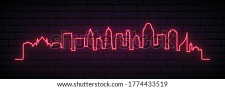 Red neon skyline of Cincinnati city. Bright Cincinnati long banner. Vector illustration.