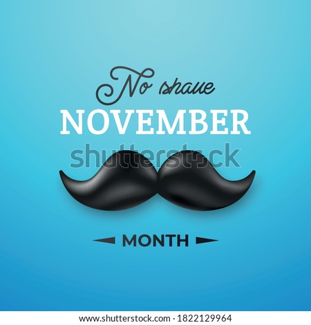 Vector design with shiny black mustache for No shave November month. Concept men health banner. Prostate cancer awareness month. 商業照片 © 